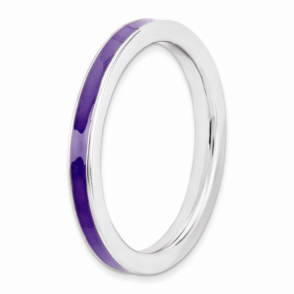Alternate view of the 2.25mm Sterling Silver Stackable Purple Enameled Band Size 5 by The Black Bow Jewelry Co.