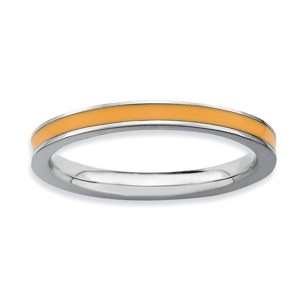 2.25mm Sterling Silver Stackable Orange Enameled Band, Item R9243 by The Black Bow Jewelry Co.