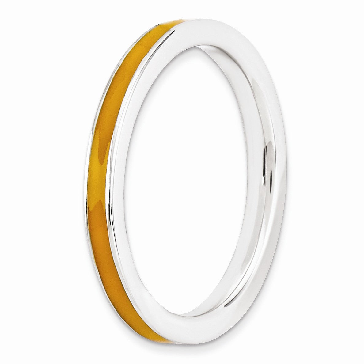Alternate view of the 2.25mm Sterling Silver Stackable Orange Enameled Band by The Black Bow Jewelry Co.