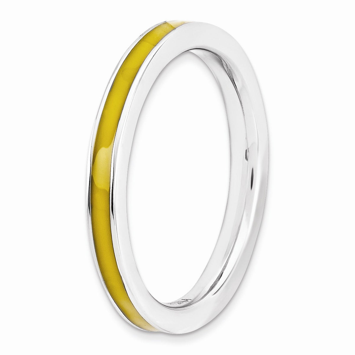 Alternate view of the 2.25mm Sterling Silver Stackable Yellow Enameled Band Size 5 by The Black Bow Jewelry Co.