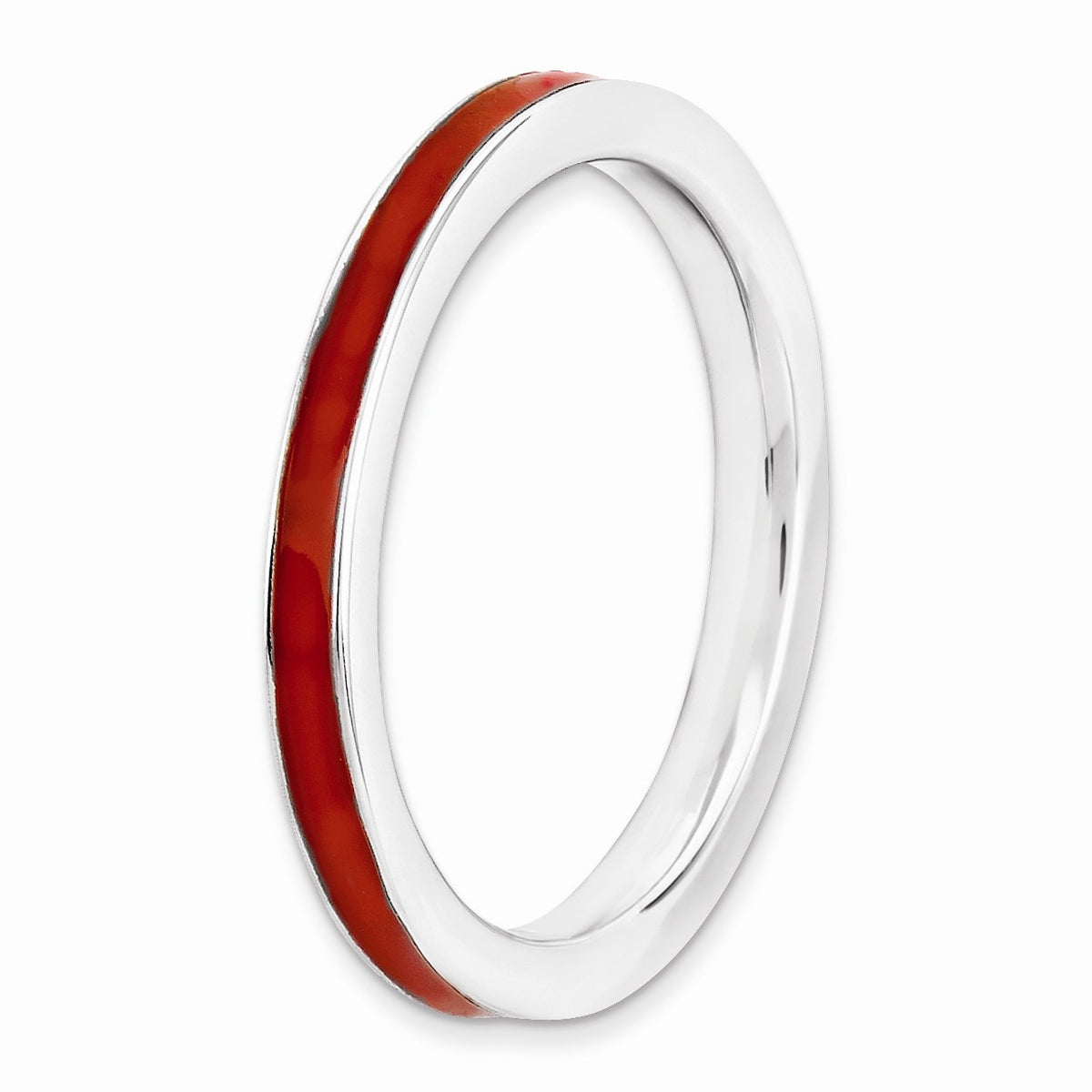 Alternate view of the 2.25mm Sterling Silver Stackable Red Enameled Band Size 5 by The Black Bow Jewelry Co.