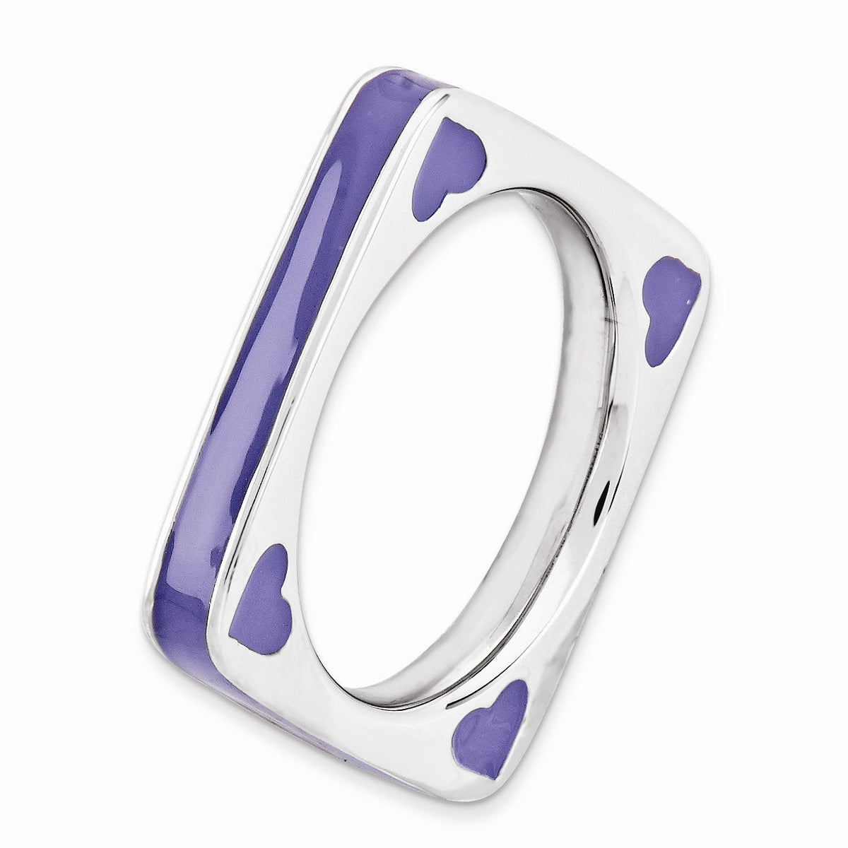 Alternate view of the 3.25mm Silver and Purple Enamel Stackable Square Band by The Black Bow Jewelry Co.