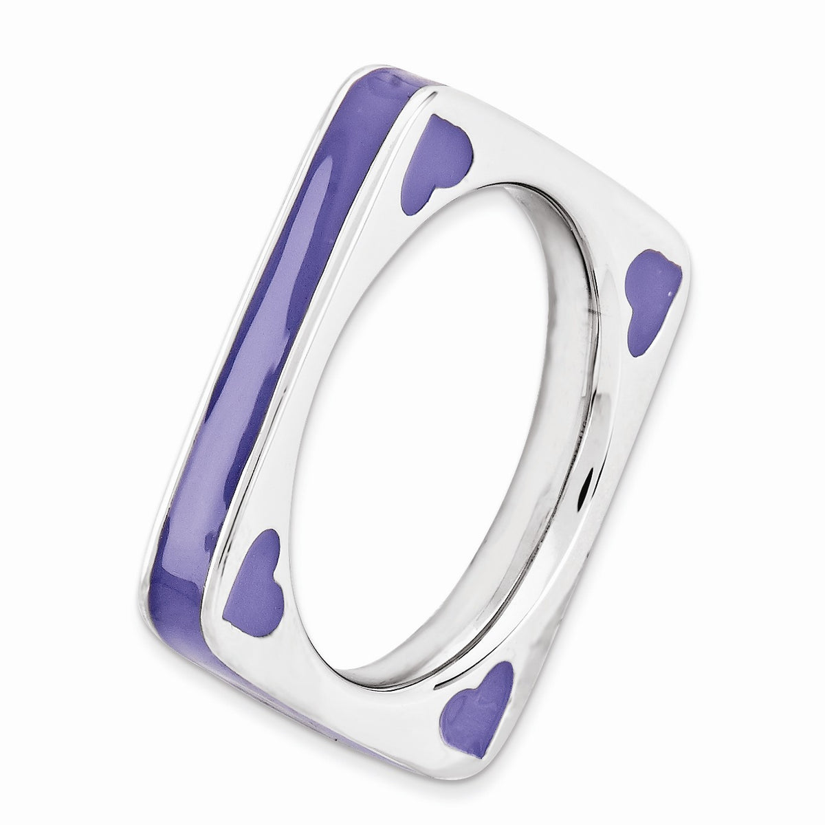 Alternate view of the 3.25mm Silver and Purple Enamel Stackable Square Band Size 5 by The Black Bow Jewelry Co.
