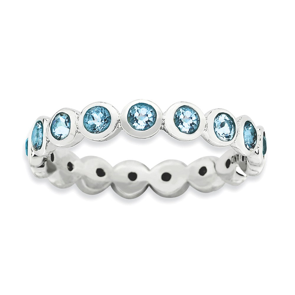 Sterling Silver with Light Blue Crystals 3.5mm Stack Band, Item R9280 by The Black Bow Jewelry Co.