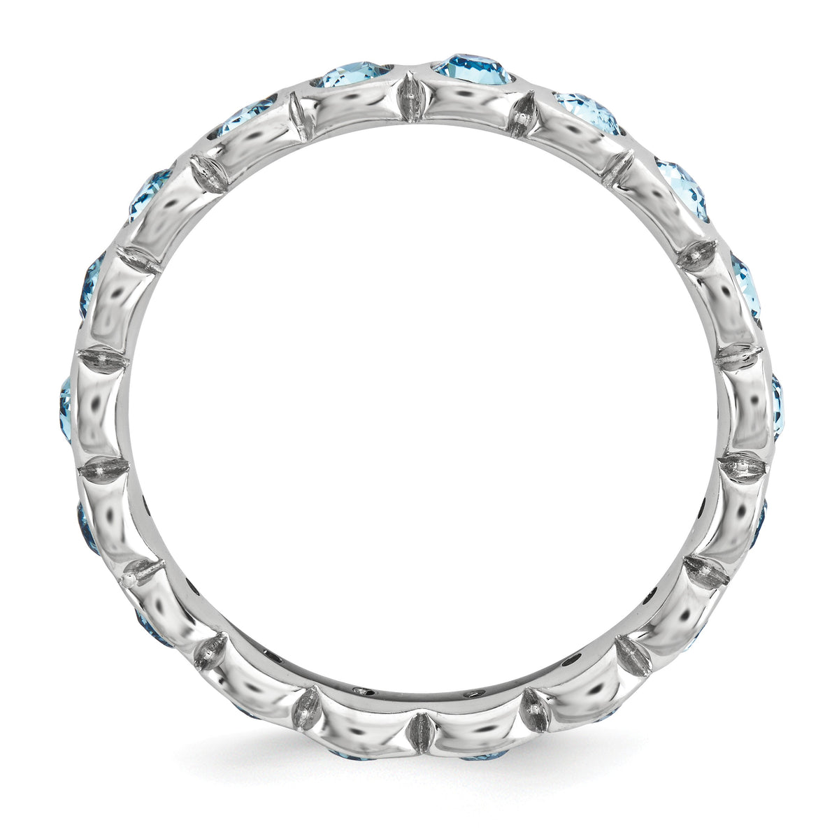 Alternate view of the Sterling Silver with Light Blue Crystals 3.5mm Stack Band by The Black Bow Jewelry Co.