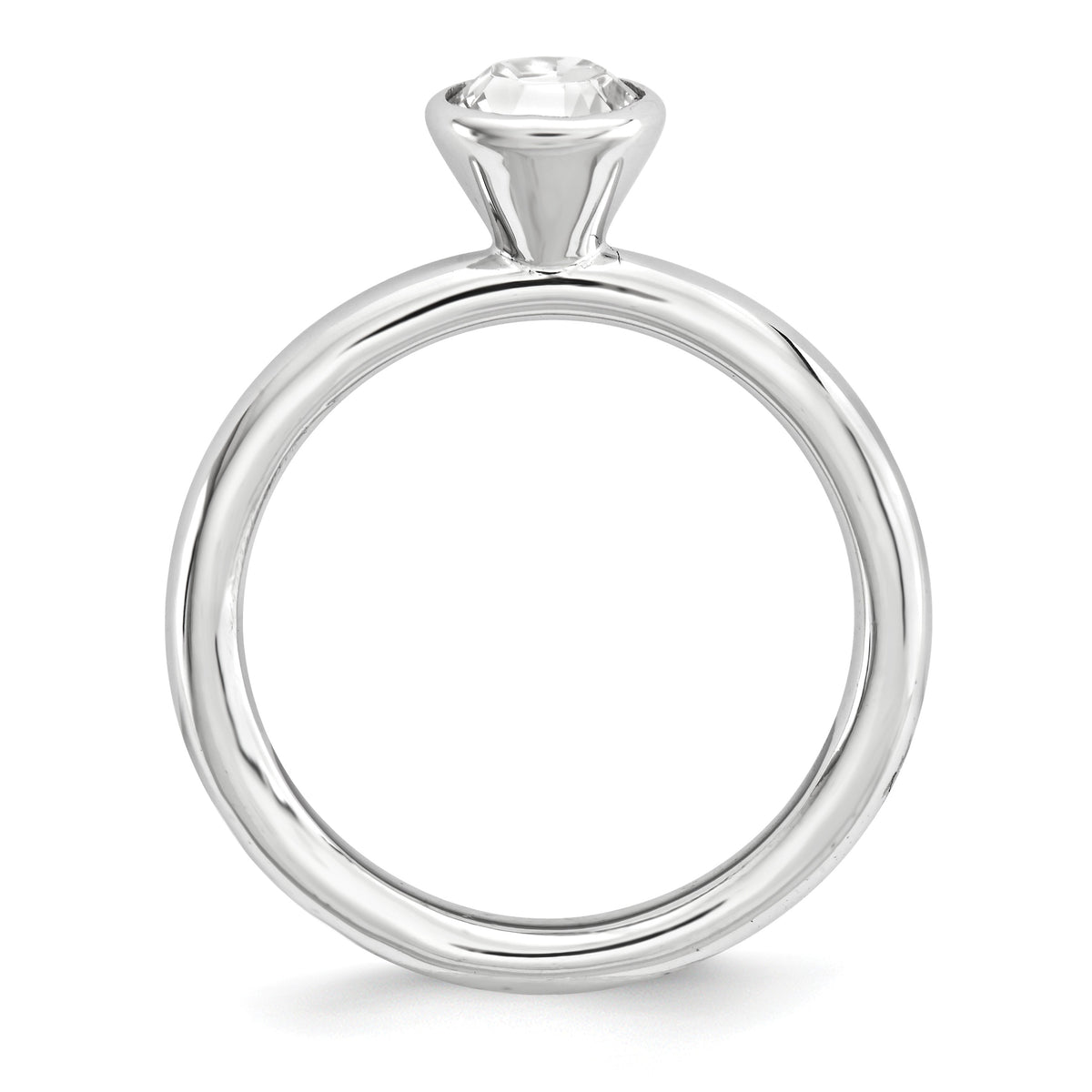 Alternate view of the Silver with 5mm Crystals Stackable High Profile Ring by The Black Bow Jewelry Co.