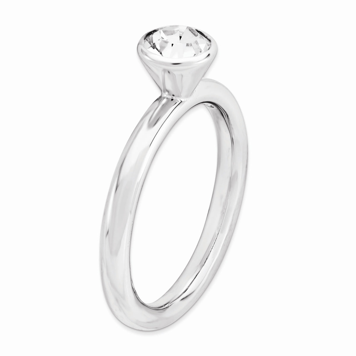 Alternate view of the Silver with 5mm Crystals Stackable High Profile Ring by The Black Bow Jewelry Co.