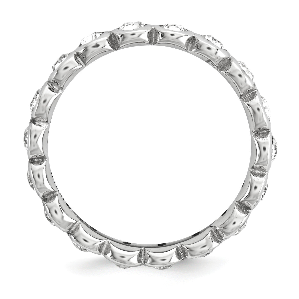 Alternate view of the 3.5mm Sterling Silver with Crystals Stackable Band by The Black Bow Jewelry Co.