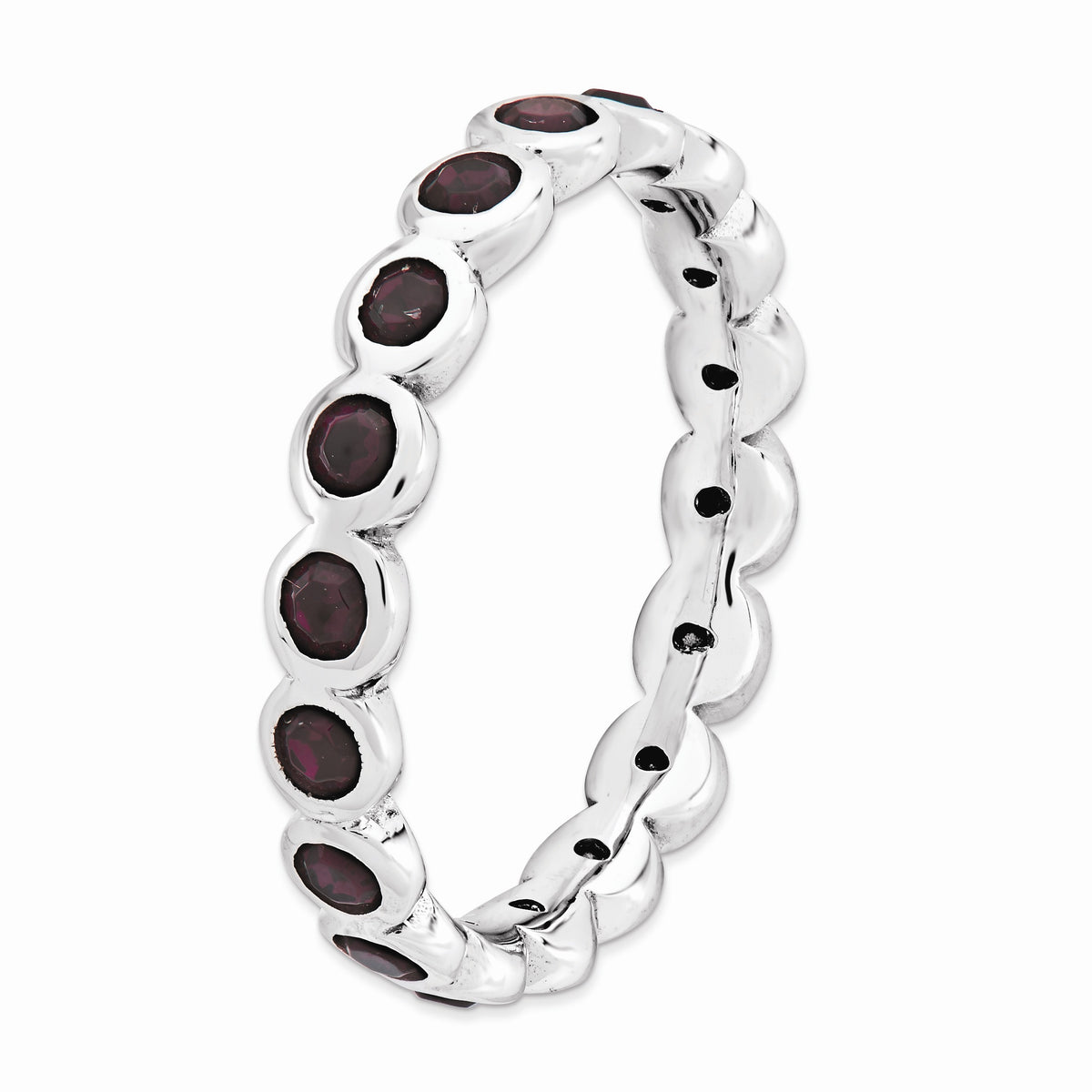 Alternate view of the 3.5mm Sterling Silver with Purple-Red Crystals Band Size 5 by The Black Bow Jewelry Co.
