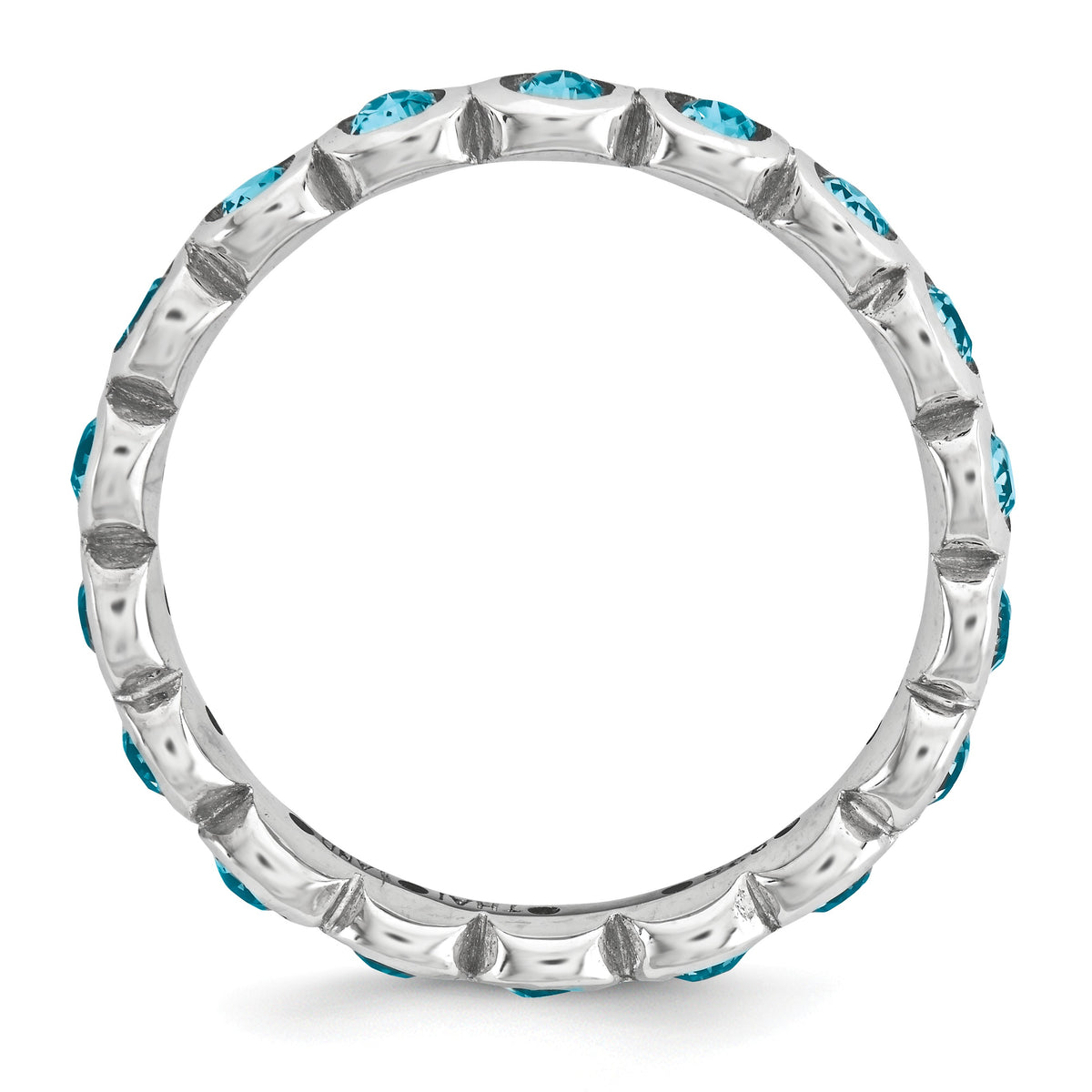 Alternate view of the 3.5mm Sterling Silver with Blue Crystals Stackable Band by The Black Bow Jewelry Co.