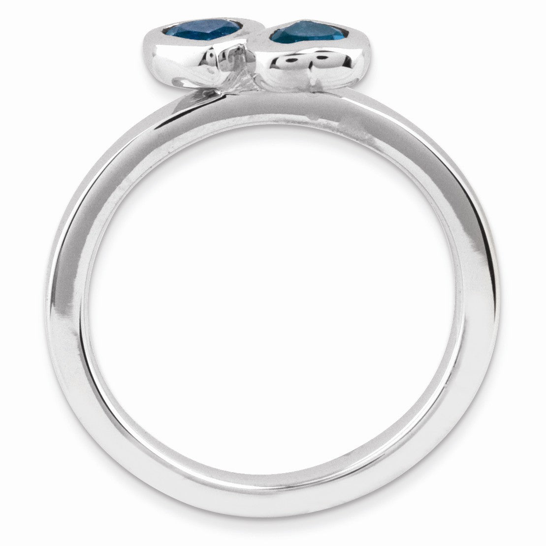 Alternate view of the Sterling Silver Stackable Double Heart Blue Topaz Ring by The Black Bow Jewelry Co.