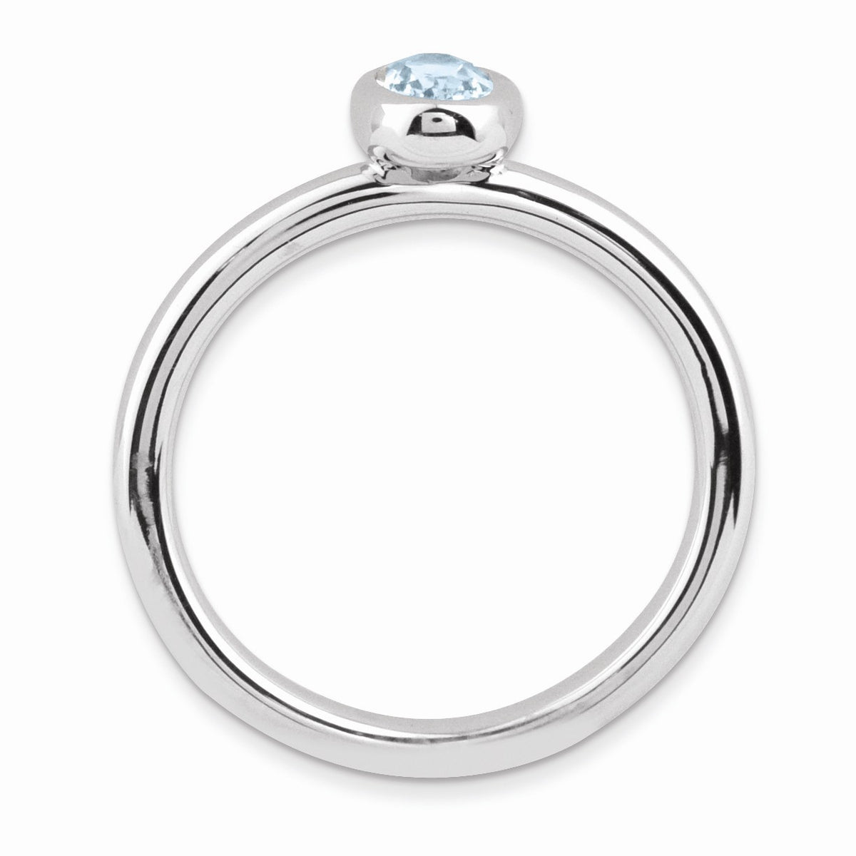 Alternate view of the Silver Stackable Oval Aquamarine Solitaire Ring by The Black Bow Jewelry Co.