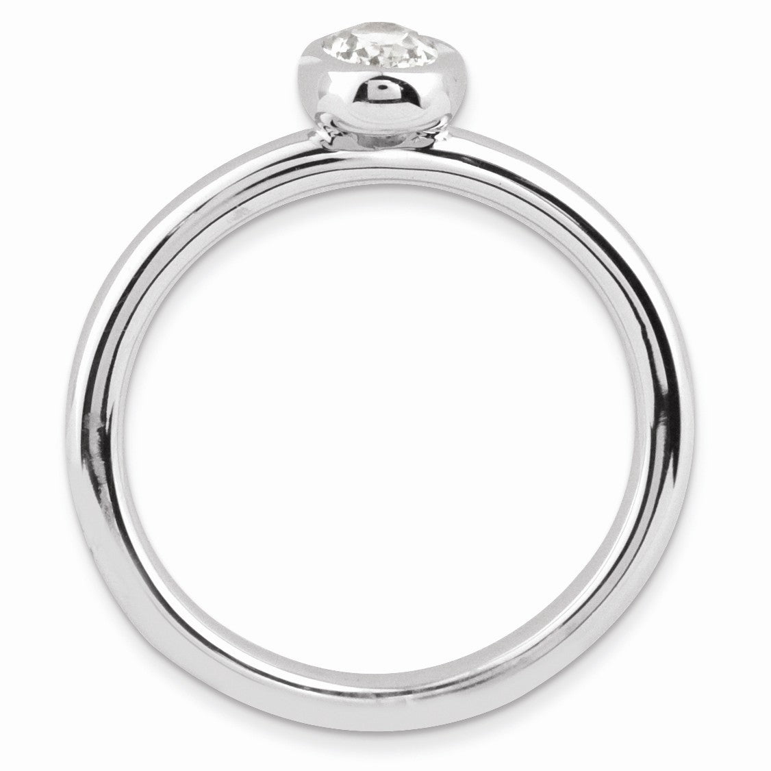 Alternate view of the Silver Stackable Oval White Topaz Solitaire Ring by The Black Bow Jewelry Co.