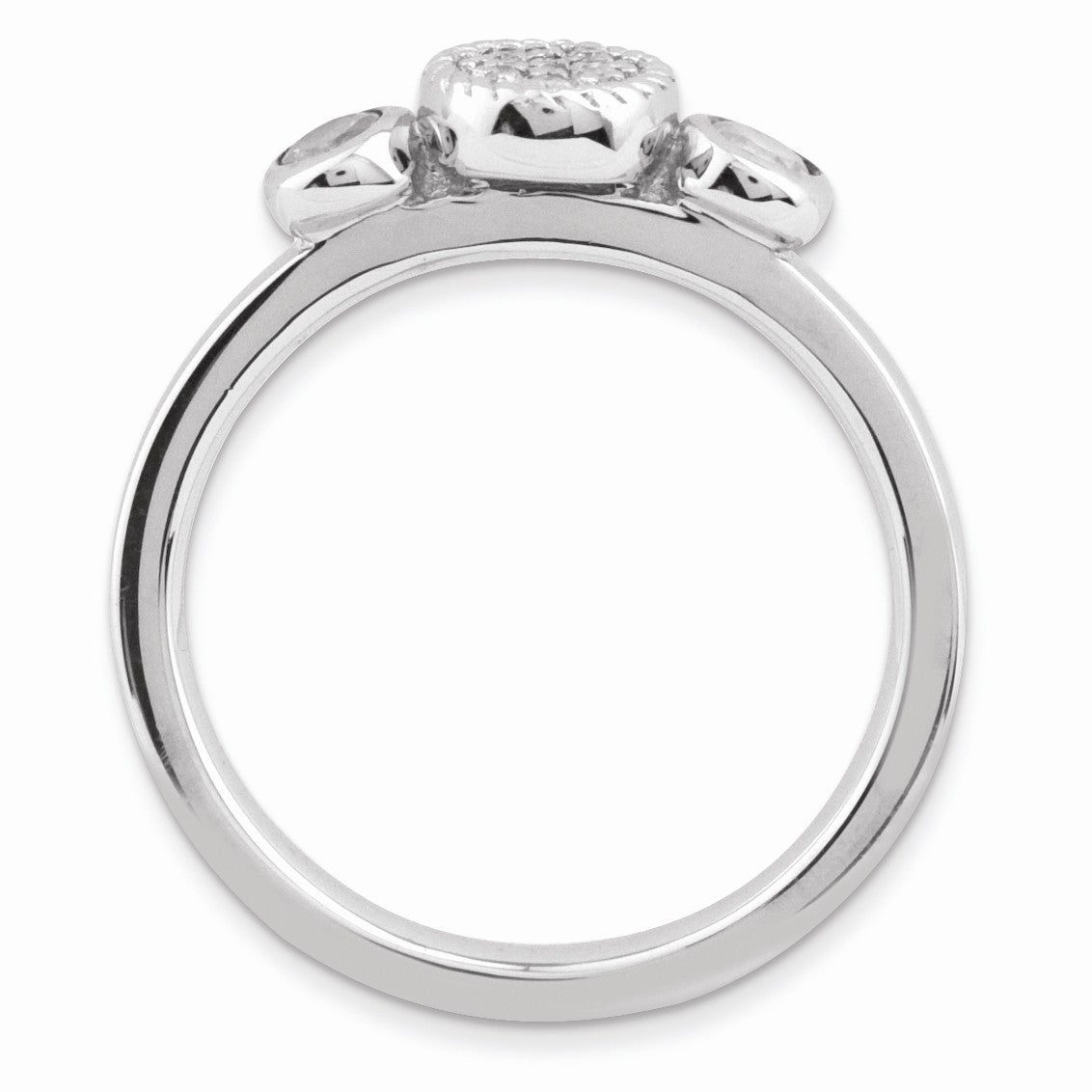 Alternate view of the Sterling Silver Stackable White Topaz and .05 Ctw HI/I3 Diamond Ring by The Black Bow Jewelry Co.
