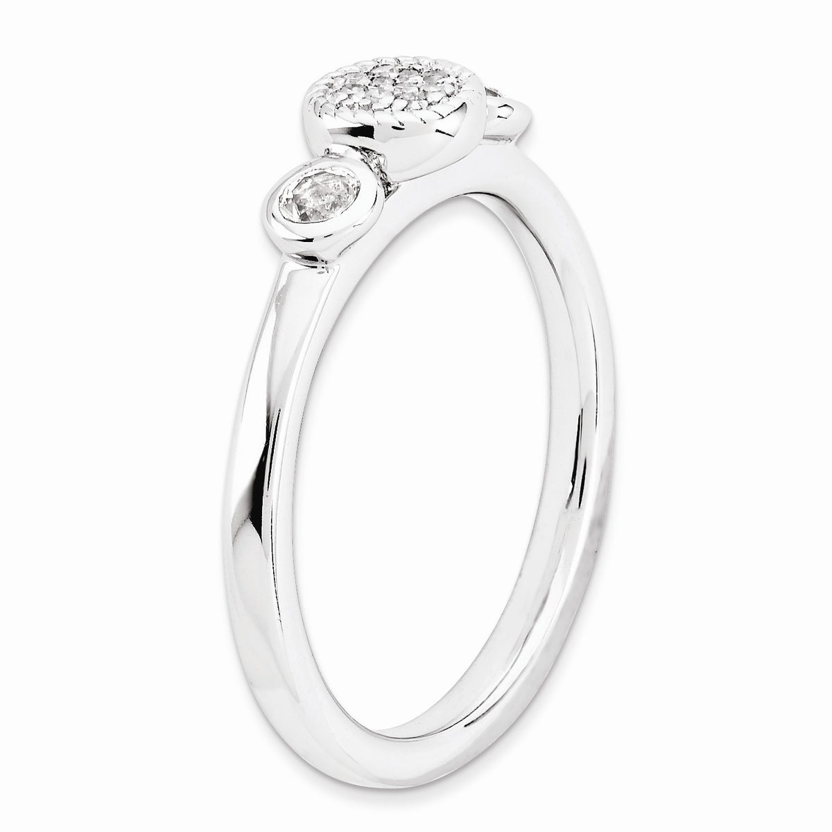 Alternate view of the Silver Stackable White Topaz and .05 Ctw HI/I3 Diamond Ring Size 5 by The Black Bow Jewelry Co.