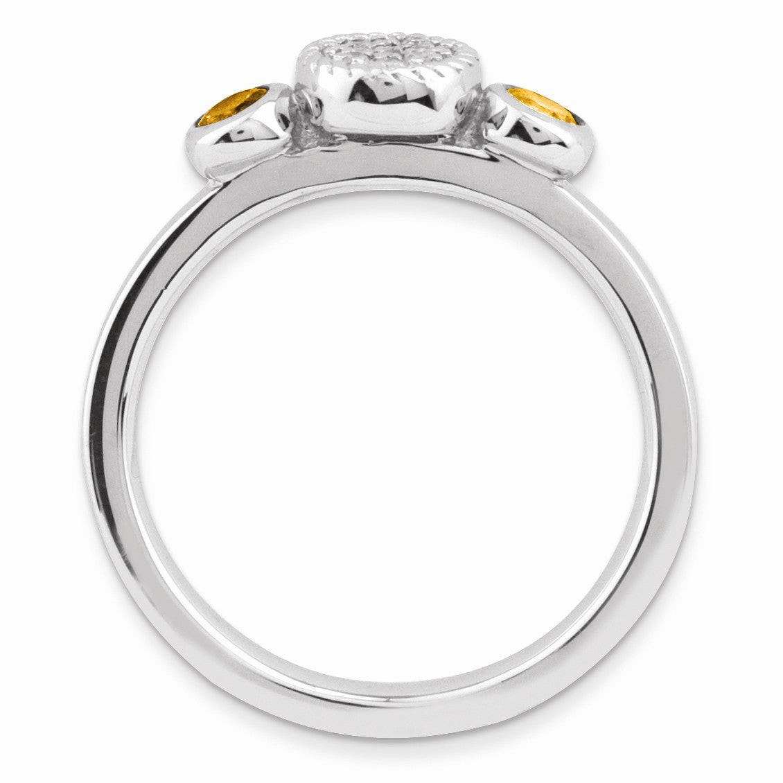 Alternate view of the Sterling Silver Stackable Citrine & .05 Ctw HI/I3 Diamond Ring by The Black Bow Jewelry Co.