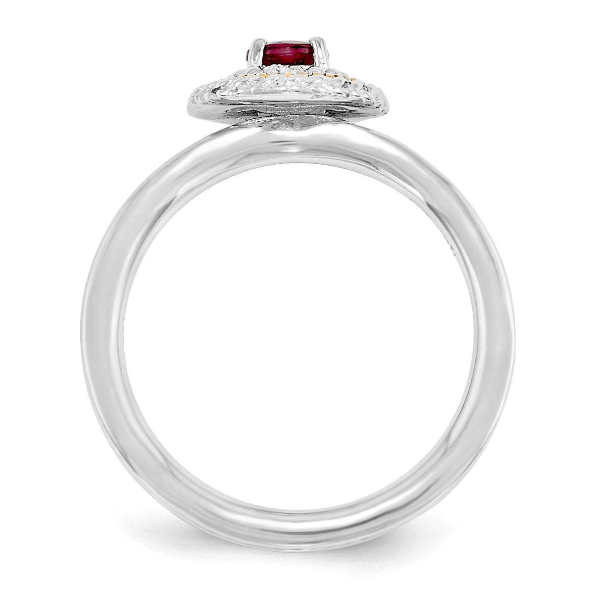 Alternate view of the Sterling Silver & 14K Gold Plated Stackable Rhodolite Garnet Ring by The Black Bow Jewelry Co.