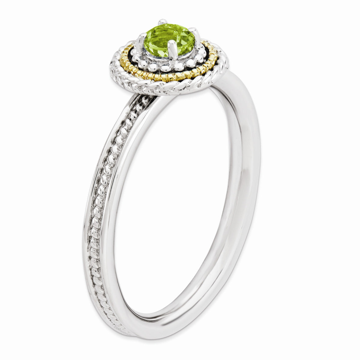 Alternate view of the Sterling Silver & 14K Gold Plated Stackable Peridot Ring by The Black Bow Jewelry Co.