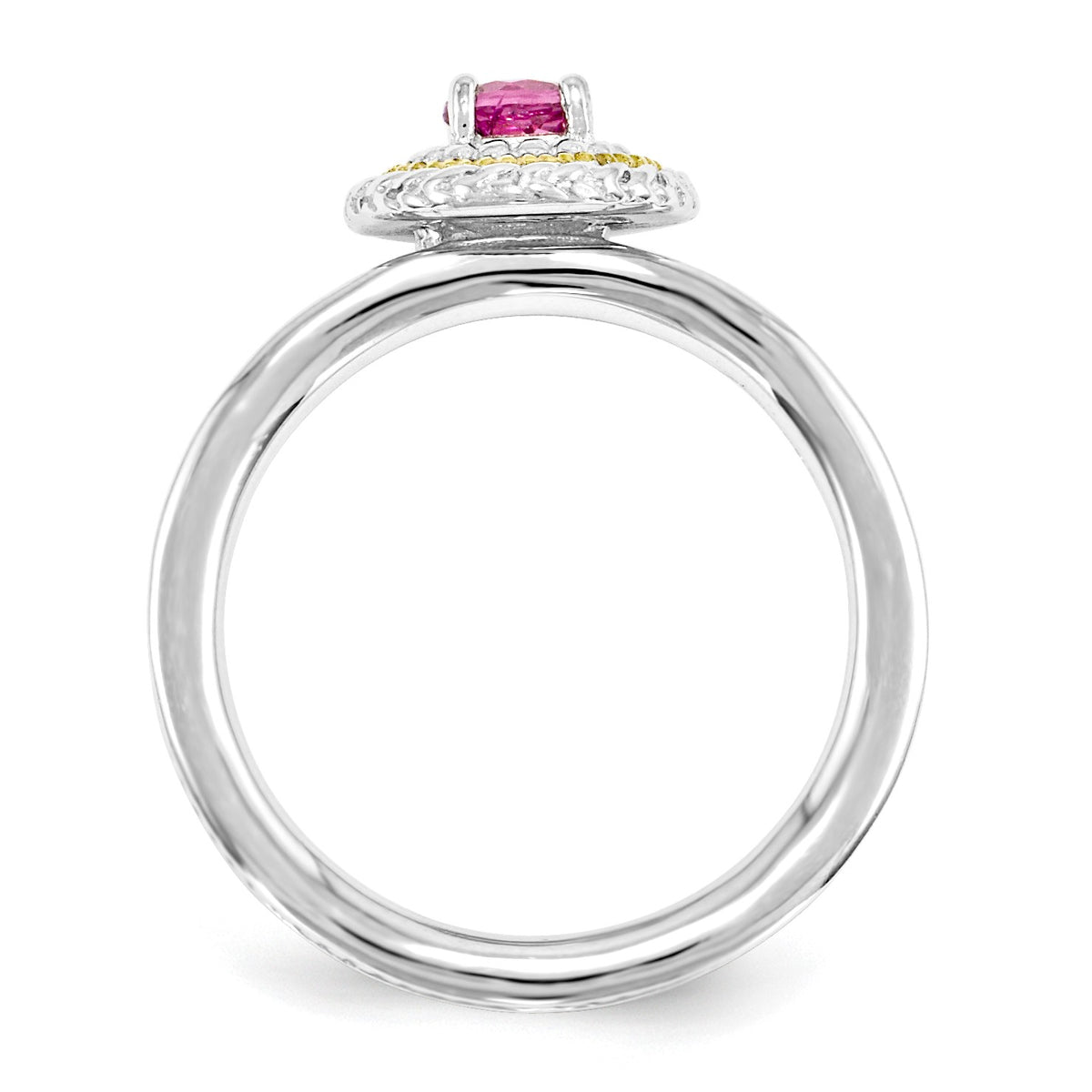 Alternate view of the Sterling Silver & 14K Gold Plated Stackable Pink Tourmaline Ring by The Black Bow Jewelry Co.