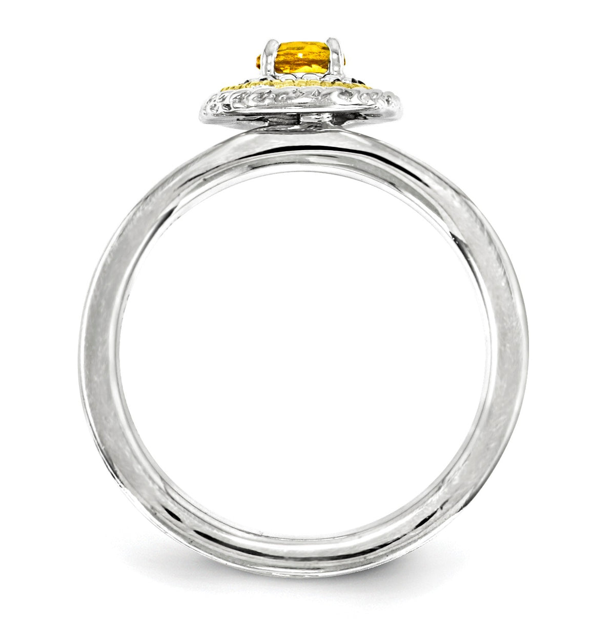 Alternate view of the Sterling Silver & 14K Gold Plated Stackable Citrine Ring by The Black Bow Jewelry Co.