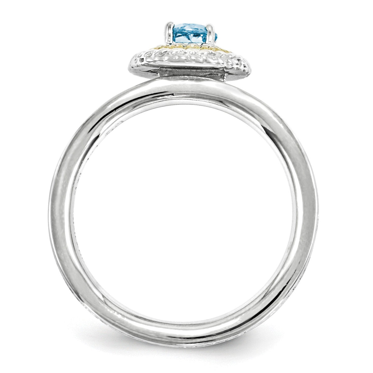 Alternate view of the Sterling Silver & 14K Gold Plated Stackable Blue Topaz Ring by The Black Bow Jewelry Co.