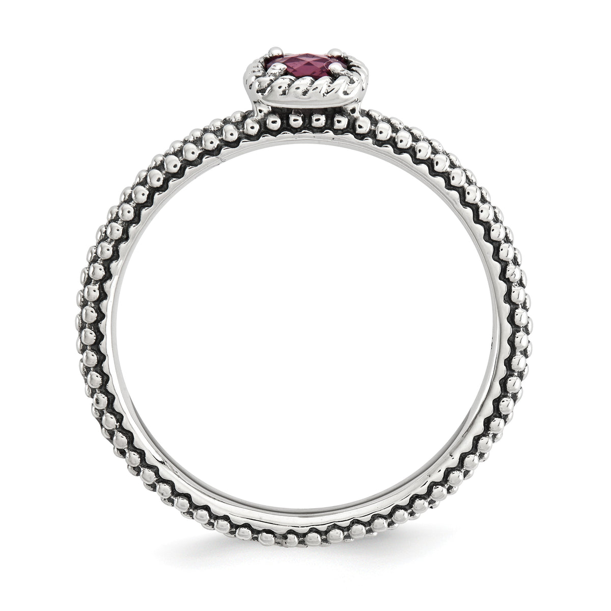 Alternate view of the Antiqued Sterling Silver Stackable Pink Tourmaline Ring by The Black Bow Jewelry Co.