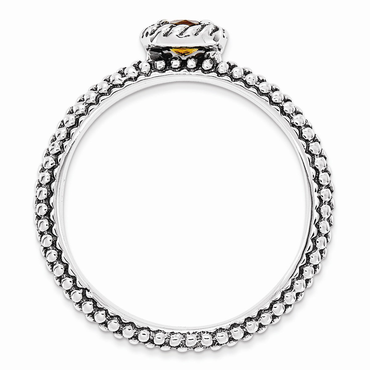 Alternate view of the Antiqued Sterling Silver Stackable Citrine Ring by The Black Bow Jewelry Co.