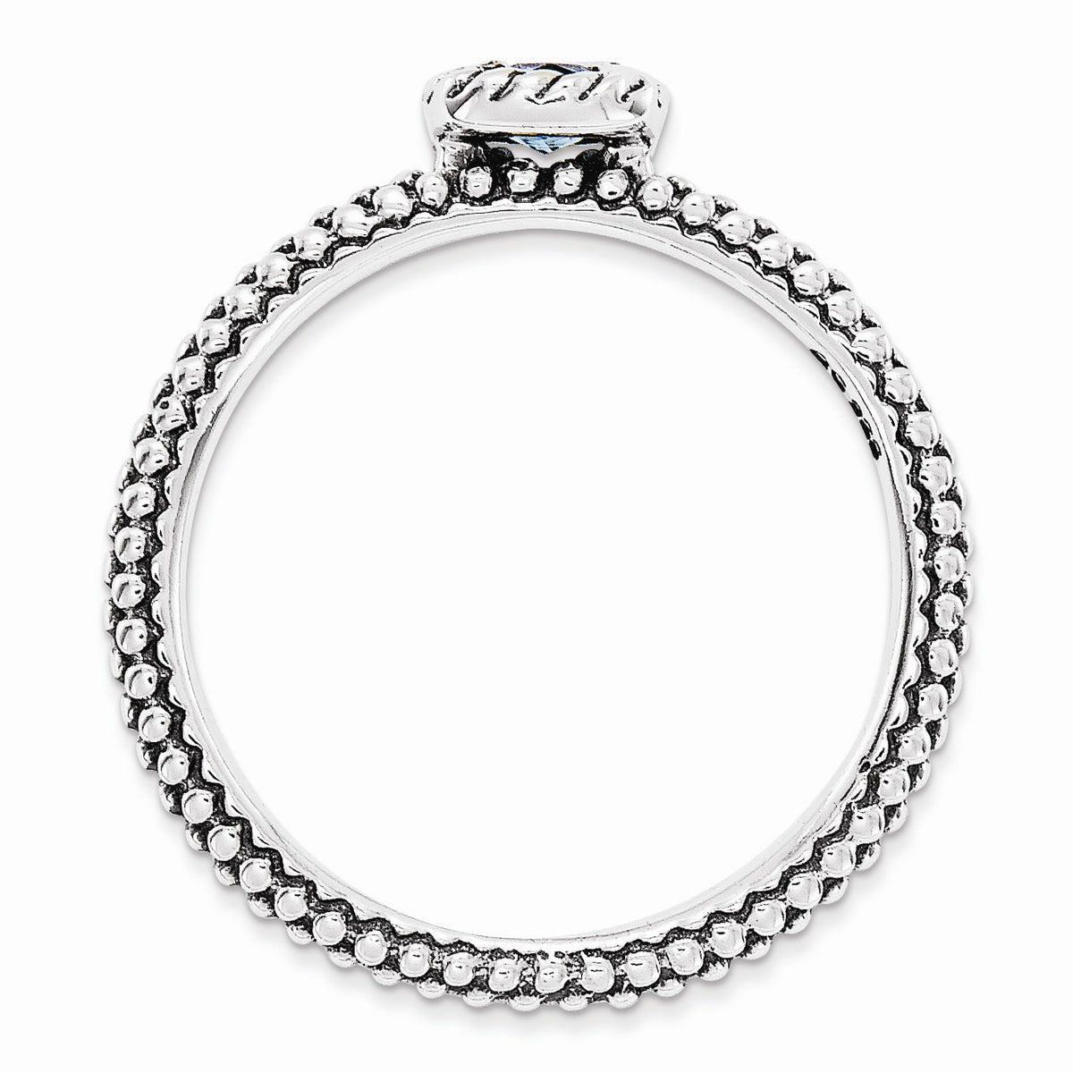 Alternate view of the Antiqued Sterling Silver Stackable Blue Topaz Ring by The Black Bow Jewelry Co.