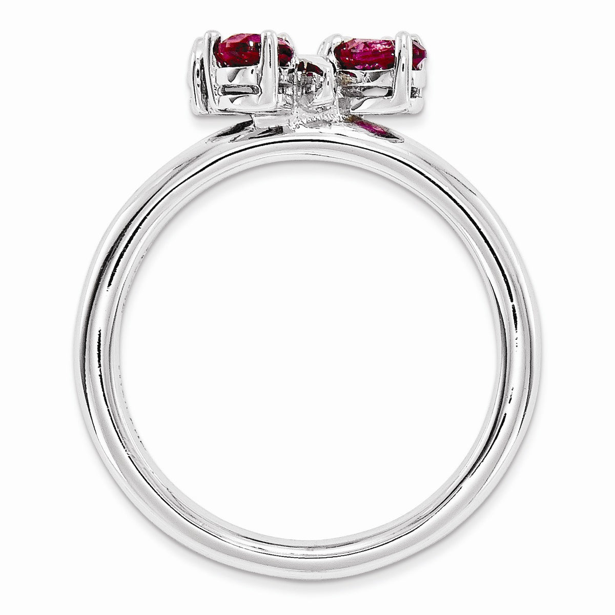 Alternate view of the Stackable Created Sapphire & Created Ruby Butterfly Silver Ring by The Black Bow Jewelry Co.