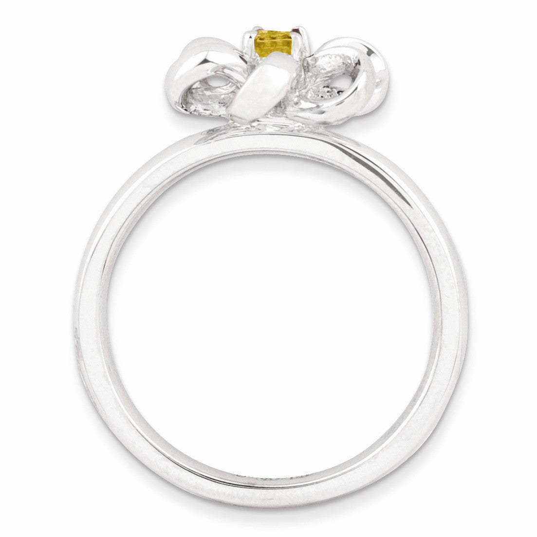 Alternate view of the Silver Stackable 12mm 1/10 Carat Citrine Flower Ring by The Black Bow Jewelry Co.