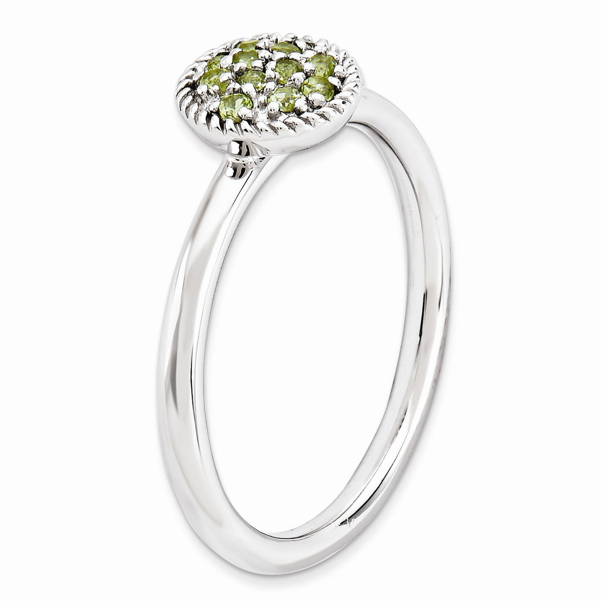 Alternate view of the Silver Stackable Round 1/5 Cttw Peridot Ring, Size 5 by The Black Bow Jewelry Co.