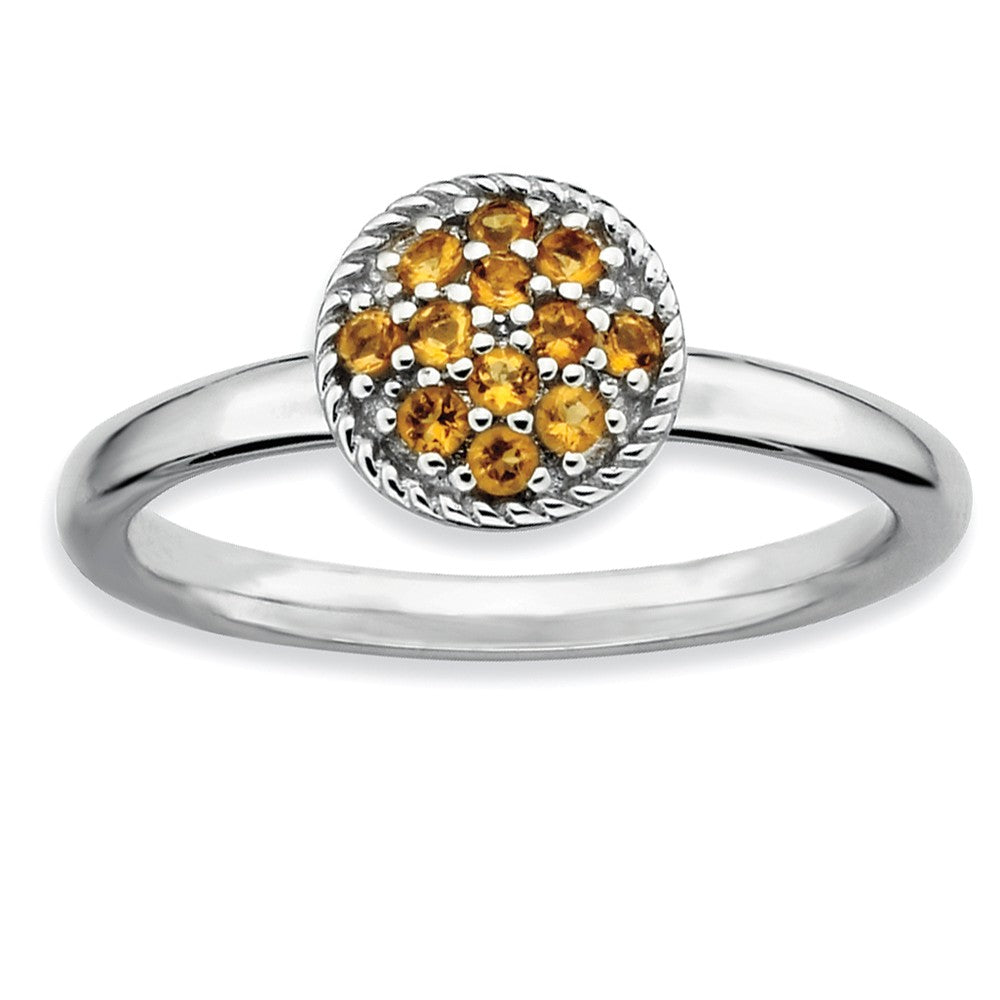 Silver Stackable Round 1/5 Cttw Citrine Ring, Item R9404 by The Black Bow Jewelry Co.