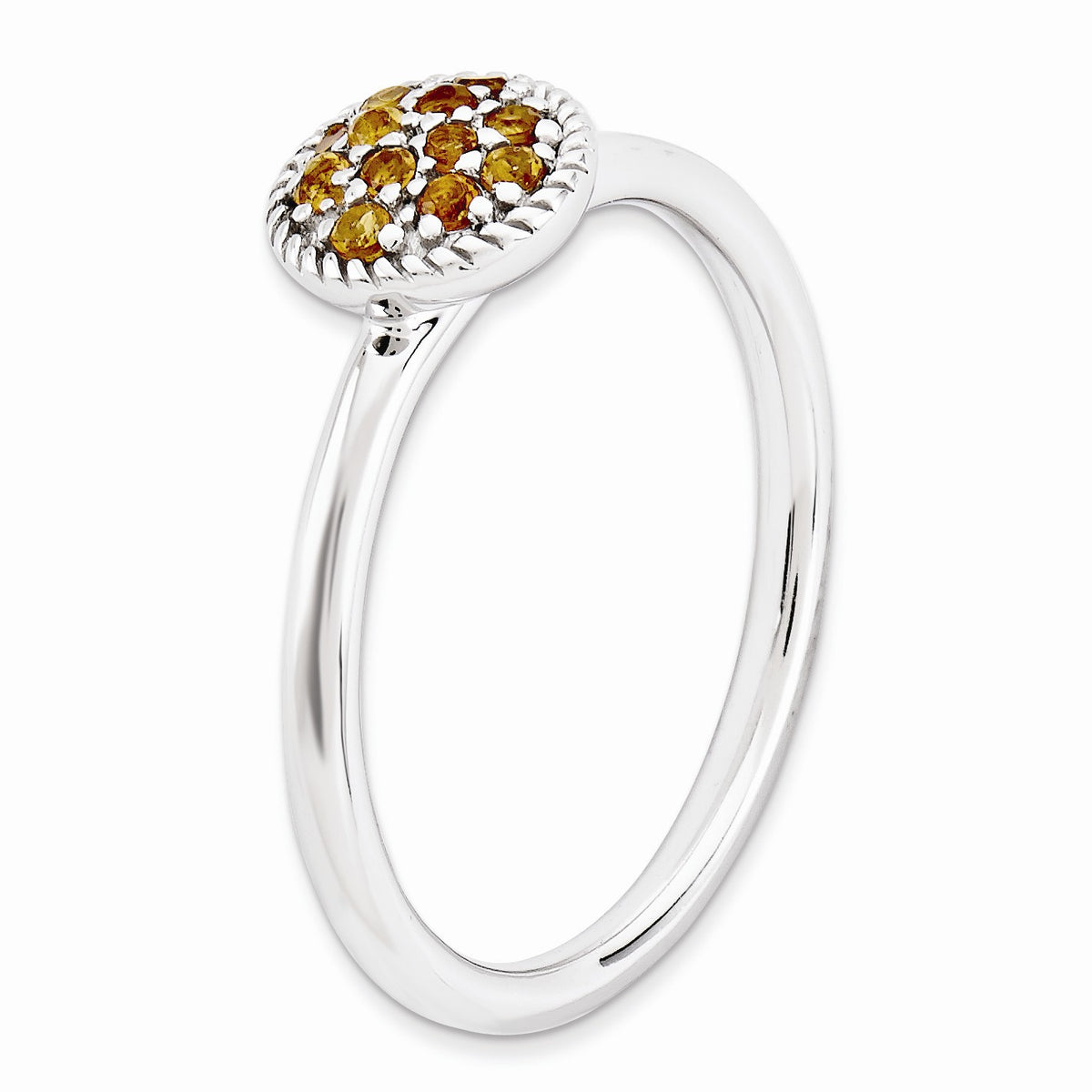 Alternate view of the Silver Stackable Round 1/5 Cttw Citrine Ring by The Black Bow Jewelry Co.