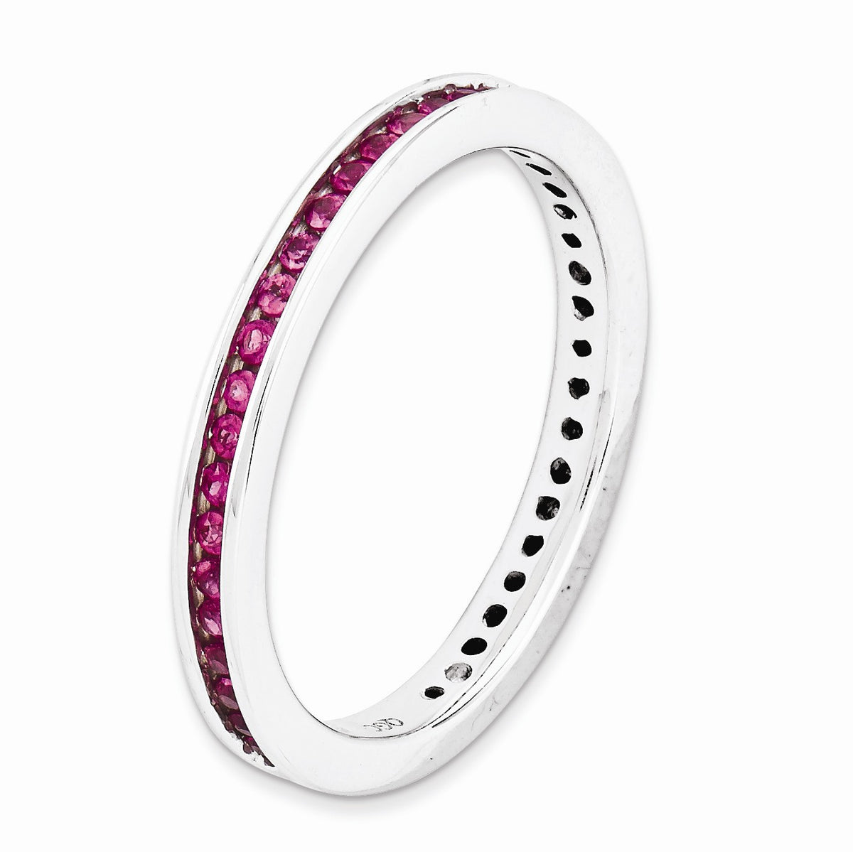 Alternate view of the 2.5mm Sterling Silver Created Ruby Channel Eternity Band Size 5 by The Black Bow Jewelry Co.