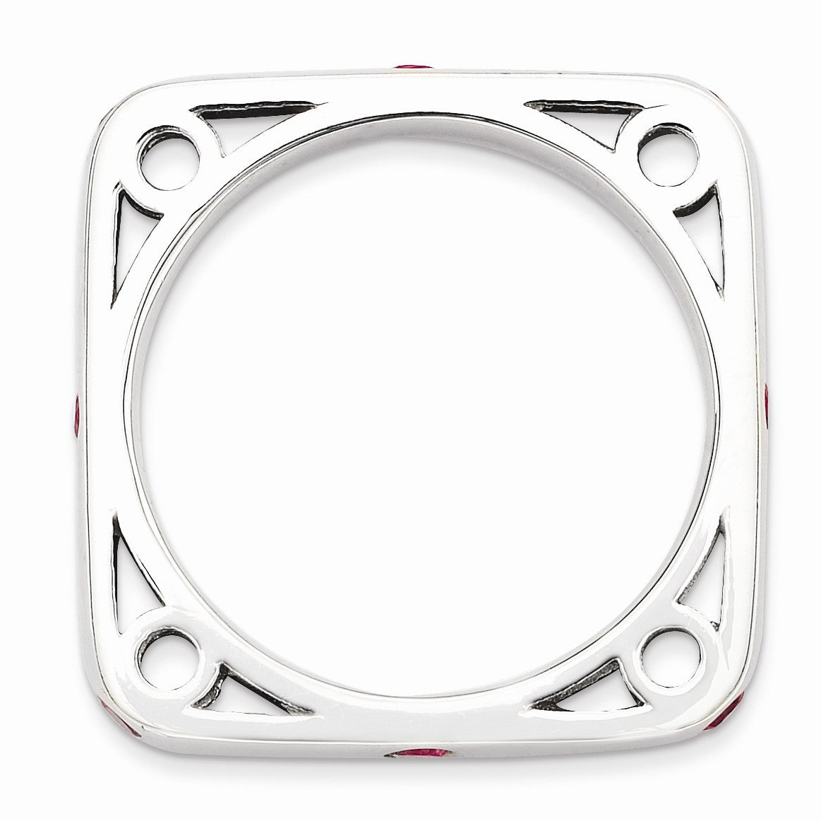 Alternate view of the 3.25mm Stackable Created Ruby Sterling Silver Square Band by The Black Bow Jewelry Co.
