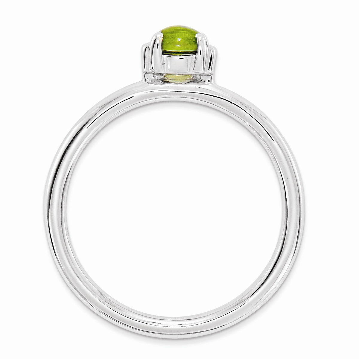 Alternate view of the Silver Stackable 1/2 Carat Peridot Cabochon Ring by The Black Bow Jewelry Co.