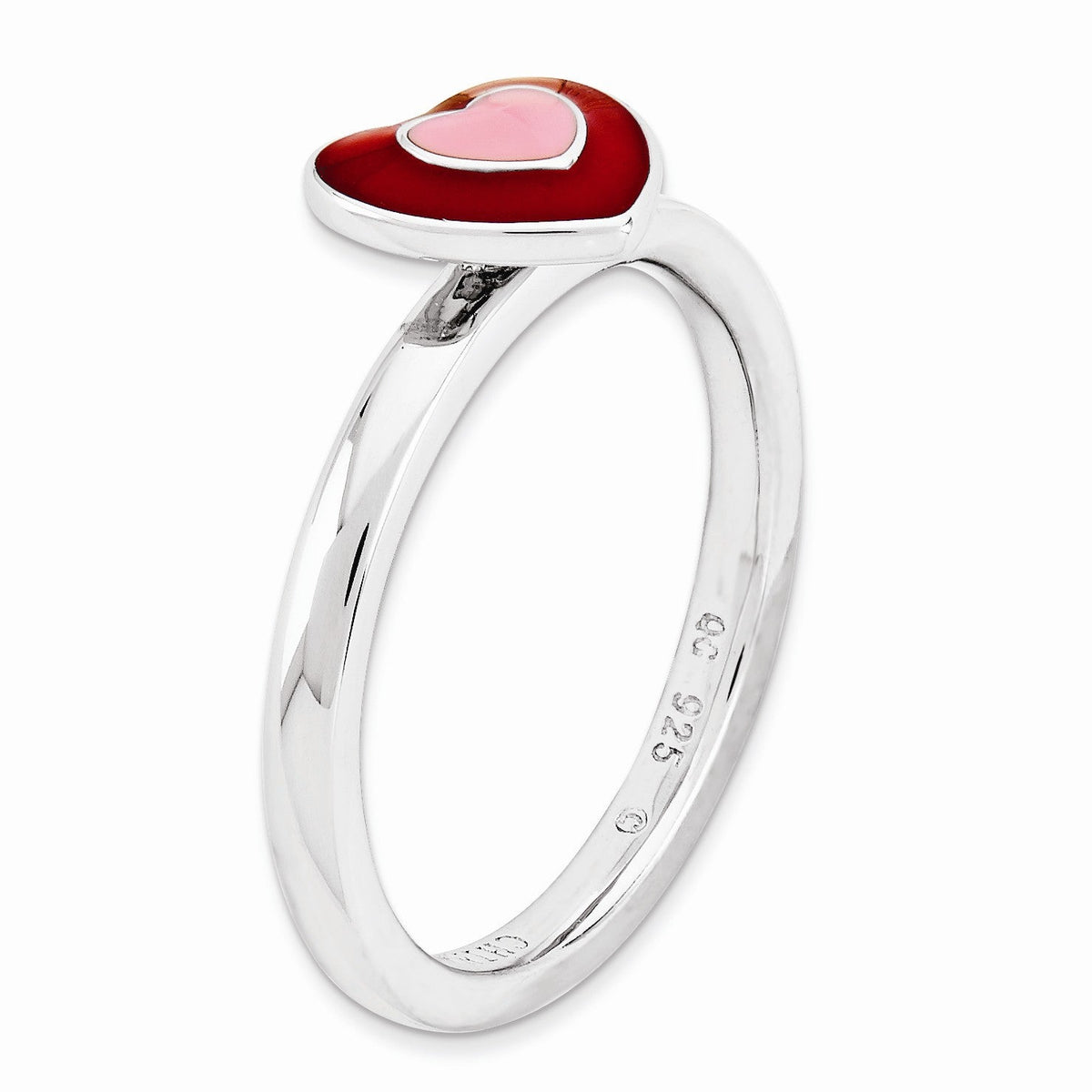 Alternate view of the Sterling Silver Stackable Enameled Heart Ring by The Black Bow Jewelry Co.