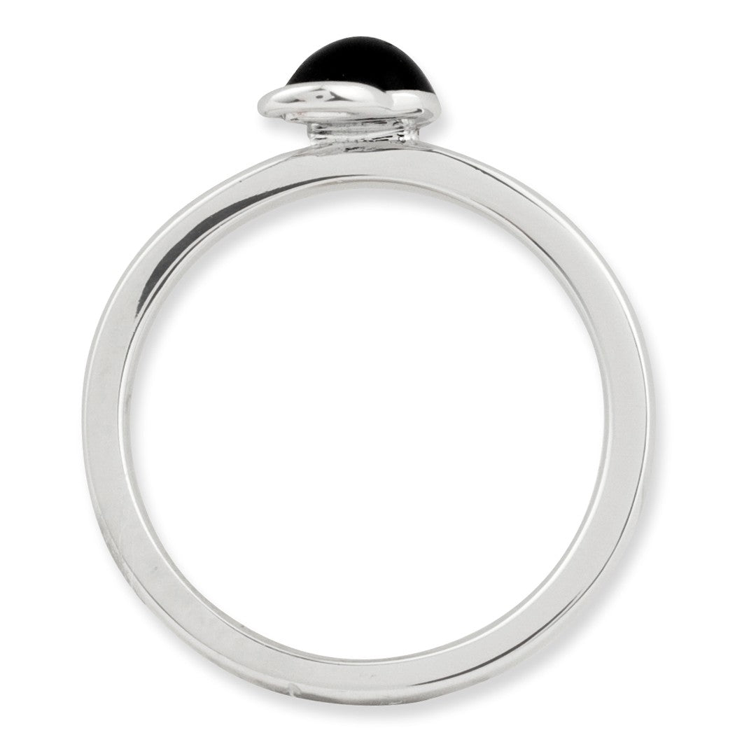 Alternate view of the Sterling Silver Stackable Black Enameled Cat Ring by The Black Bow Jewelry Co.