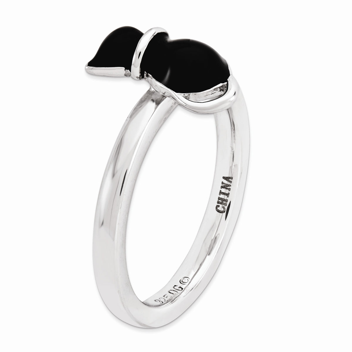 Alternate view of the Sterling Silver Stackable Black Enameled Cat Ring Size 5 by The Black Bow Jewelry Co.