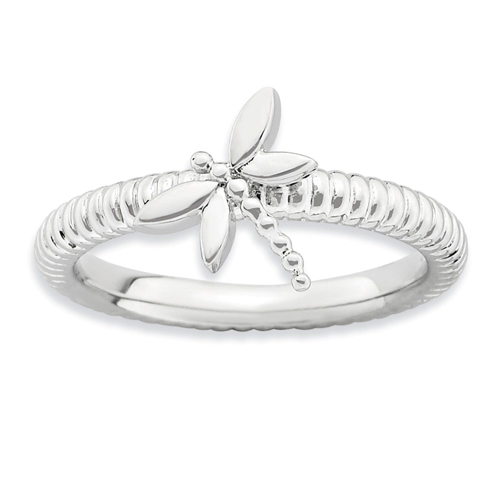 Sterling Silver Stackable Dragonfly Ring, Item R9459 by The Black Bow Jewelry Co.