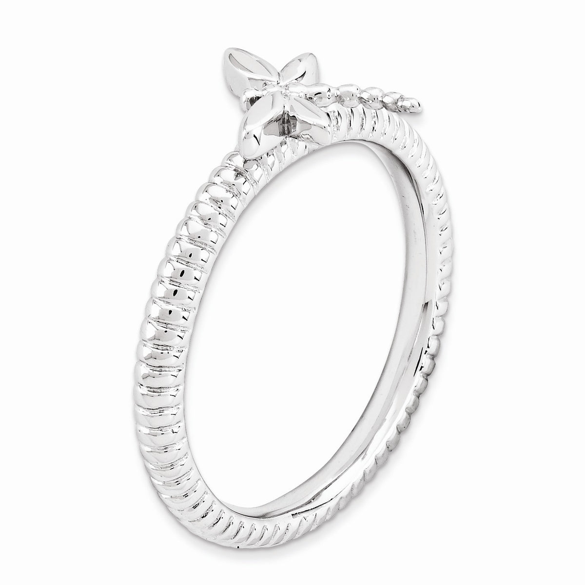 Alternate view of the Sterling Silver Stackable Dragonfly Ring by The Black Bow Jewelry Co.
