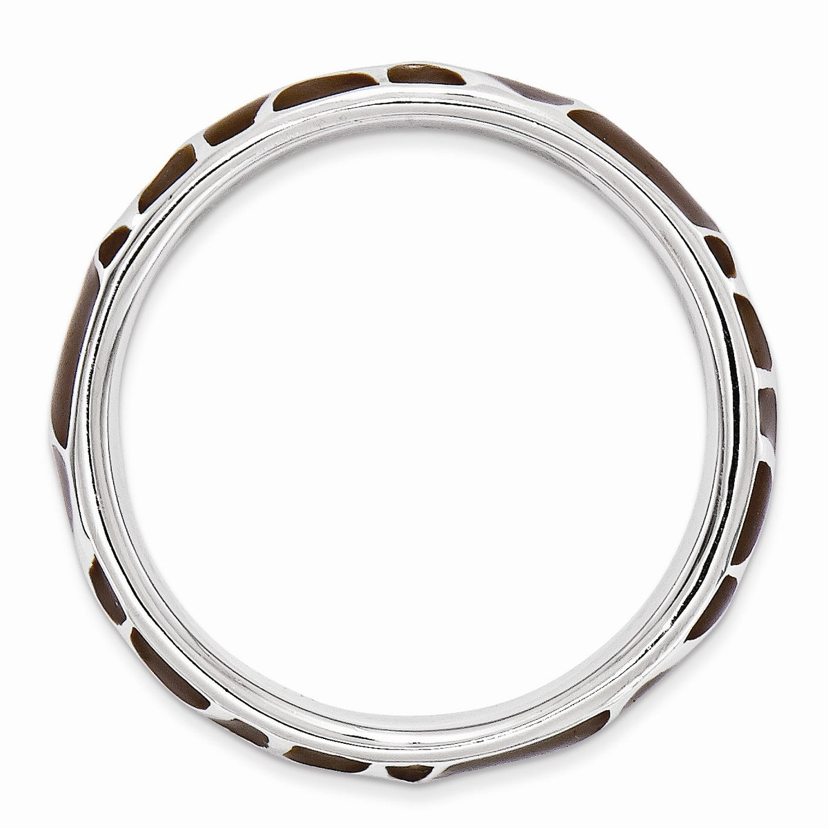 Alternate view of the 4.5mm Silver and Enamel Stackable Animal Brown Print Band by The Black Bow Jewelry Co.