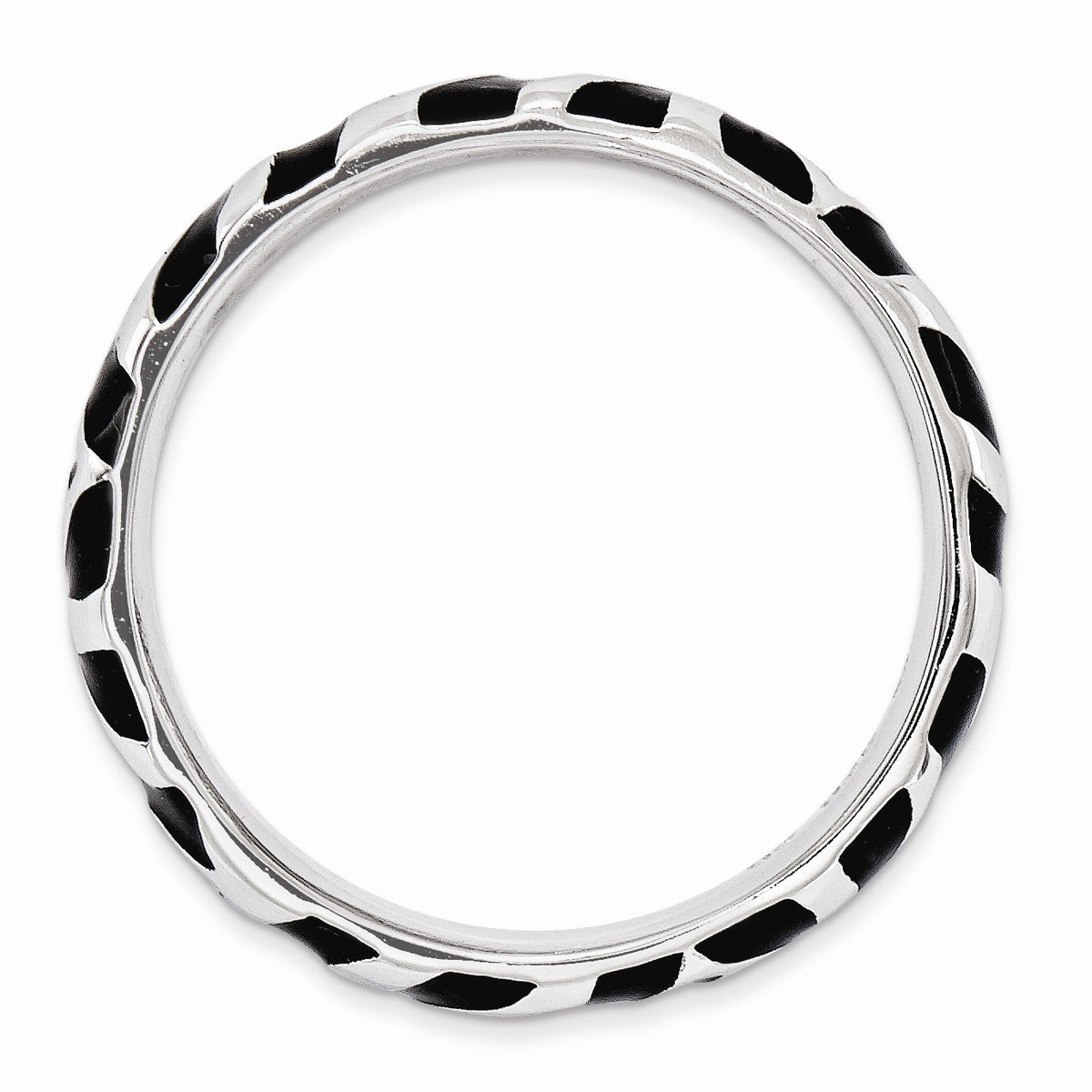 Alternate view of the 4.5mm Silver and Enamel Stackable Animal Black Print Band by The Black Bow Jewelry Co.