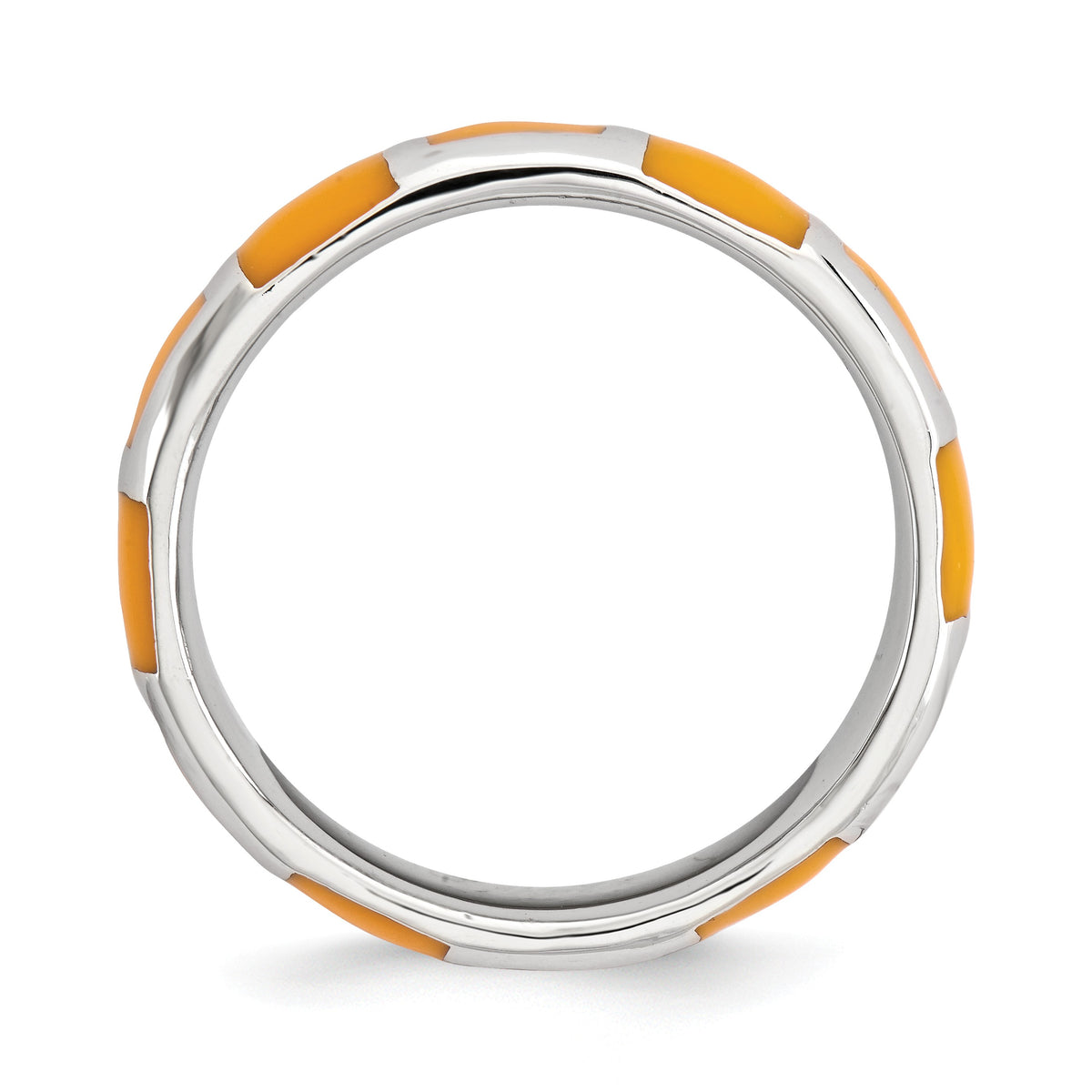 Alternate view of the 4.5mm Silver Stackable Orange Enameled Band by The Black Bow Jewelry Co.