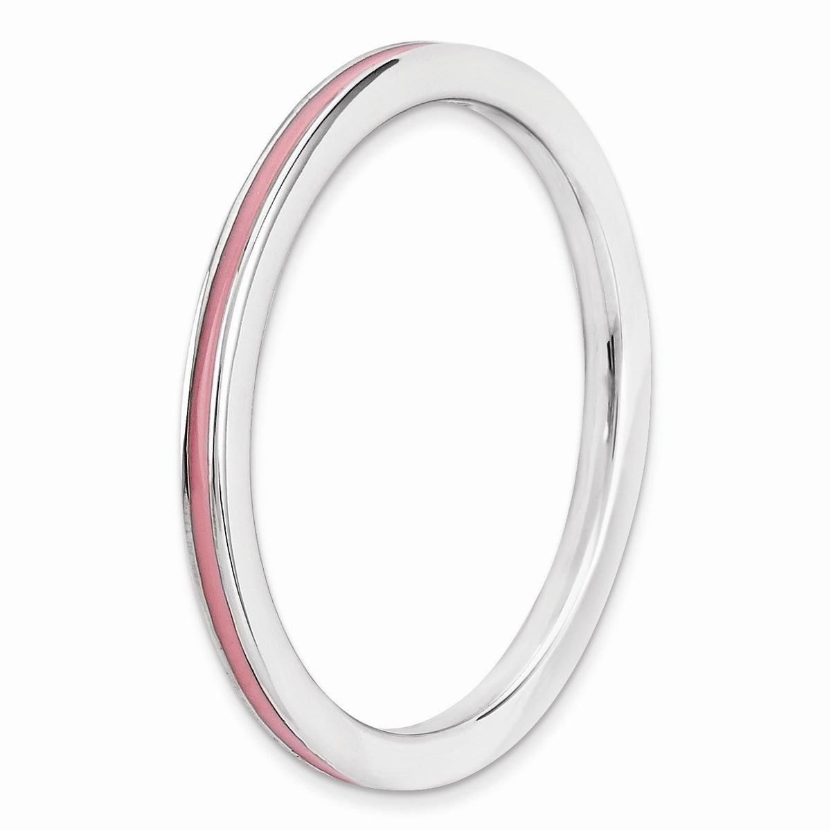 Alternate view of the 1.5mm Sterling Silver Stackable Pink Enameled Band Size 5 by The Black Bow Jewelry Co.