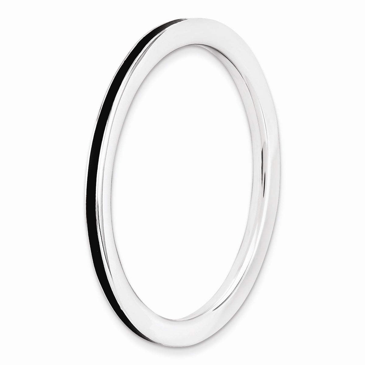 Alternate view of the 1.5mm Sterling Silver Stackable Black Enameled Band Size 5 by The Black Bow Jewelry Co.