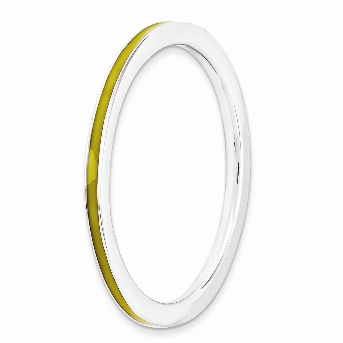 Alternate view of the 1.5mm Sterling Silver Stackable Yellow Enameled Band Size 5 by The Black Bow Jewelry Co.
