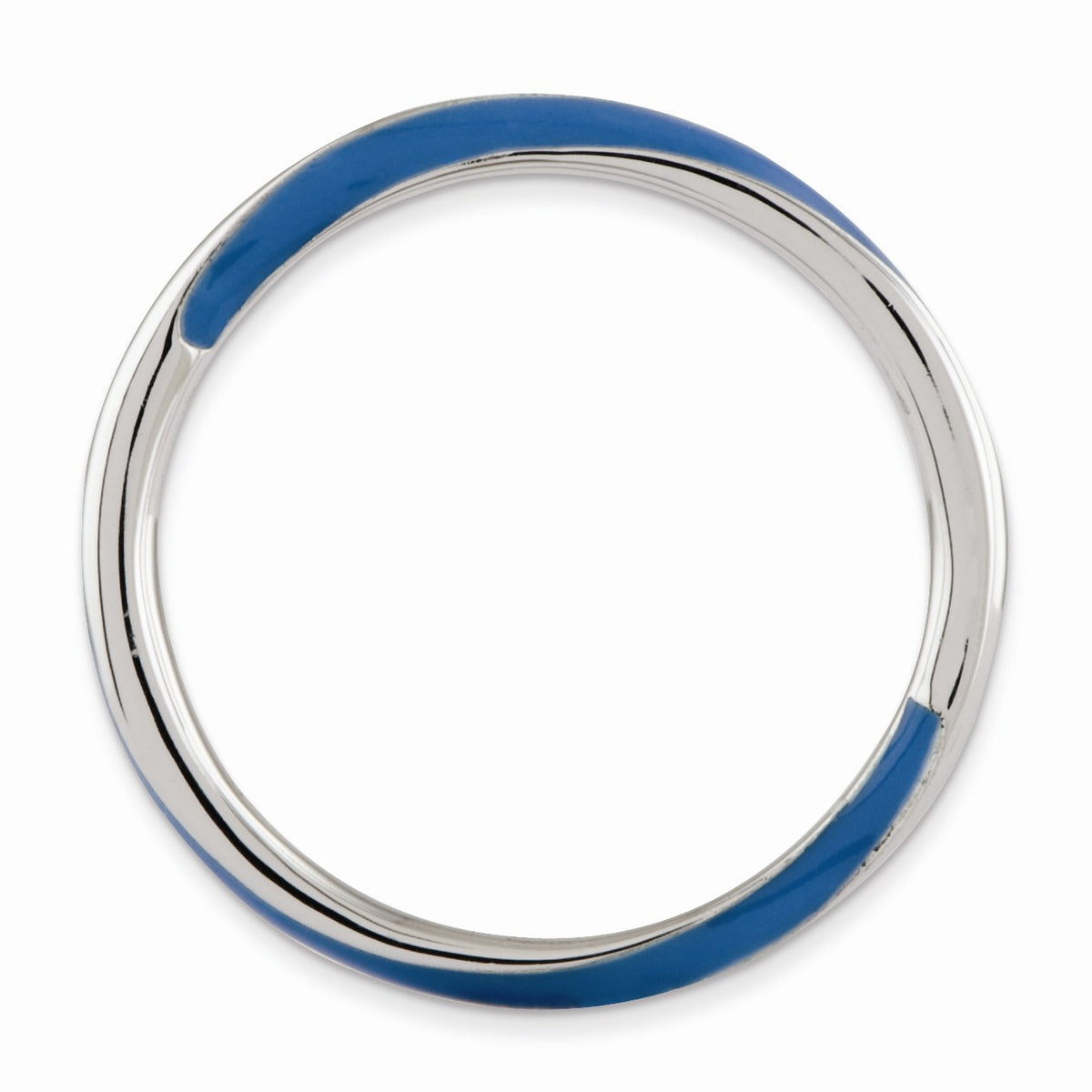 Alternate view of the 2.5mm Silver Twisted Blue Enameled Stackable Band by The Black Bow Jewelry Co.