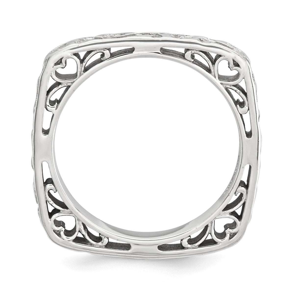 Alternate view of the 2.25mm Stackable Sterling Silver Square Scroll Band by The Black Bow Jewelry Co.