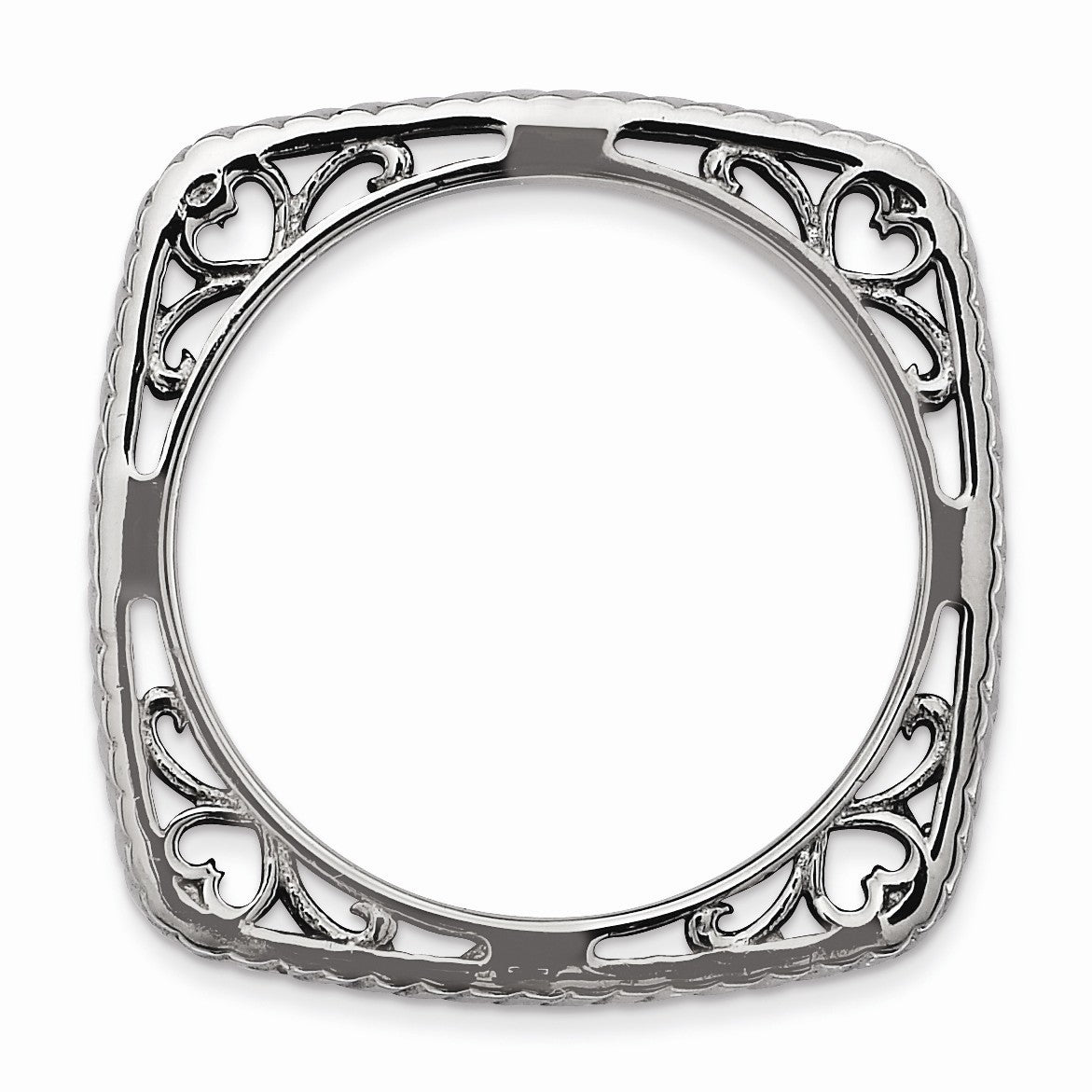 Alternate view of the 2.25mm Stackable Black Plated Silver Square Grooved Band by The Black Bow Jewelry Co.